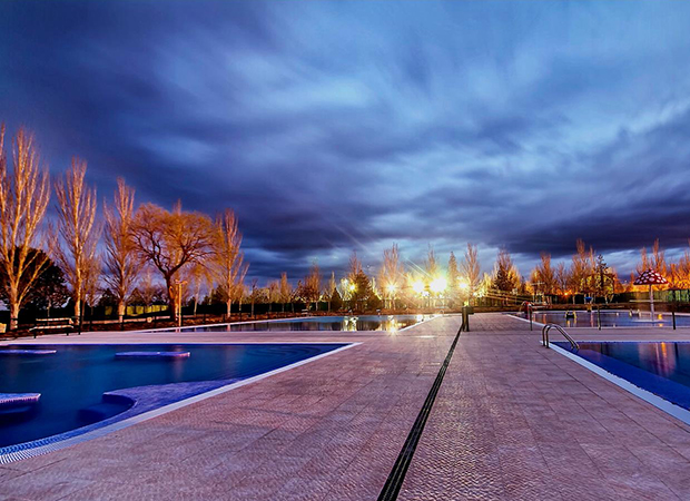 Vista del proyecto de piscinas deportivas en Olmedo - Valladolid